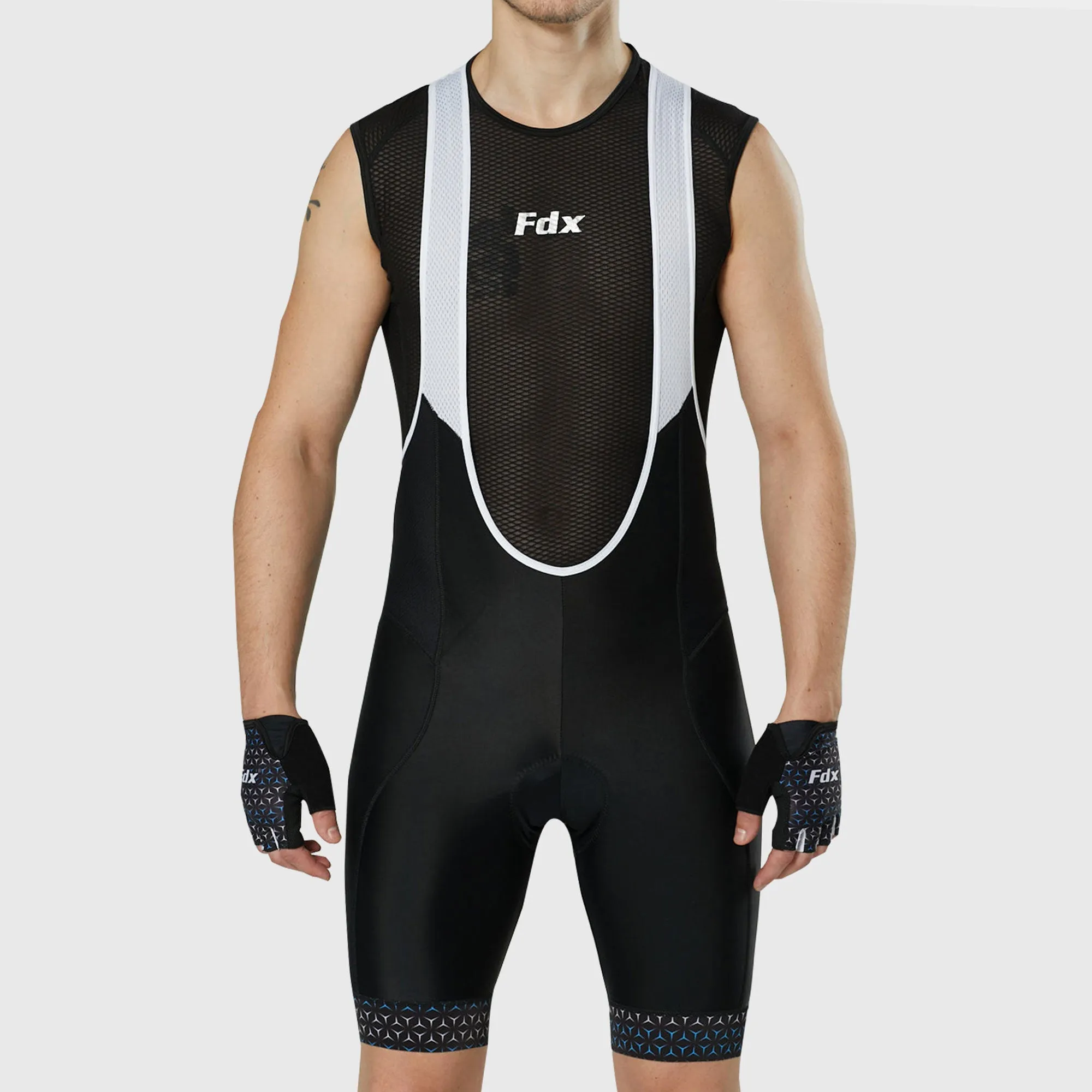Fdx Men's & Boy's Set Vega Black Short Sleeve Jersey & Bib Shorts