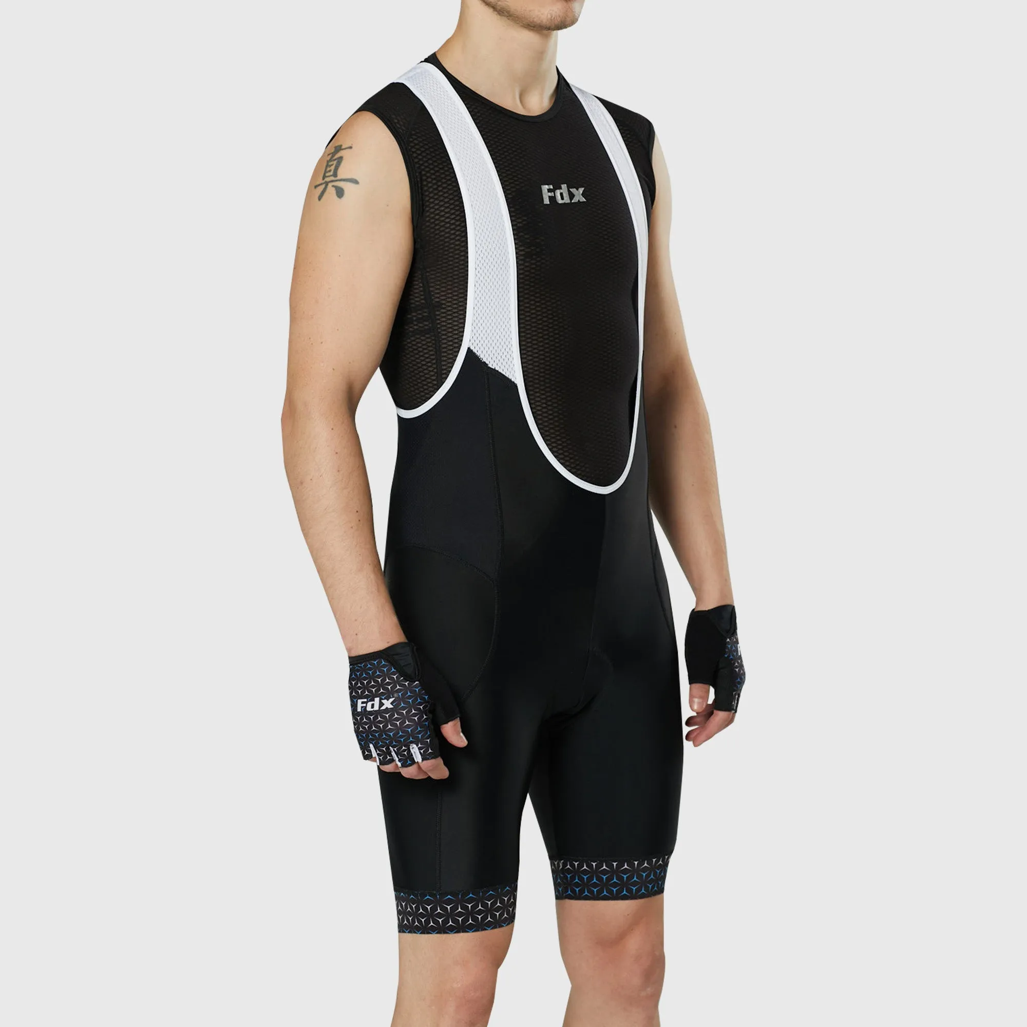 Fdx Men's & Boy's Set Vega Black Short Sleeve Jersey & Bib Shorts