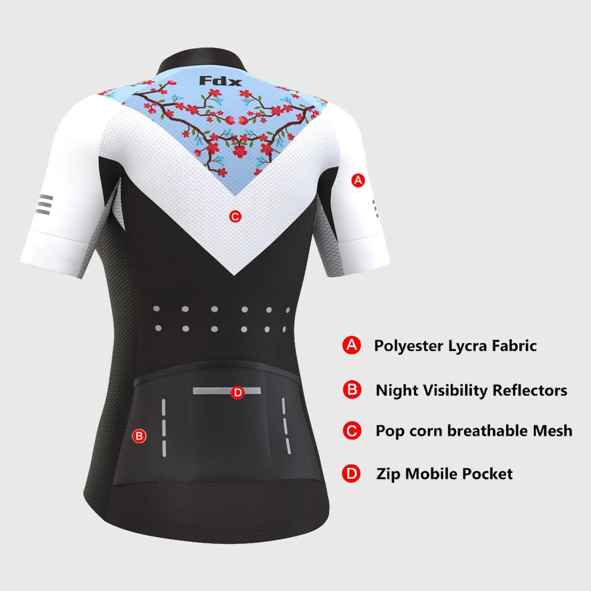 Fdx Velos Blue Women's & Girl's Short Sleeve Summer Cycling Jersey