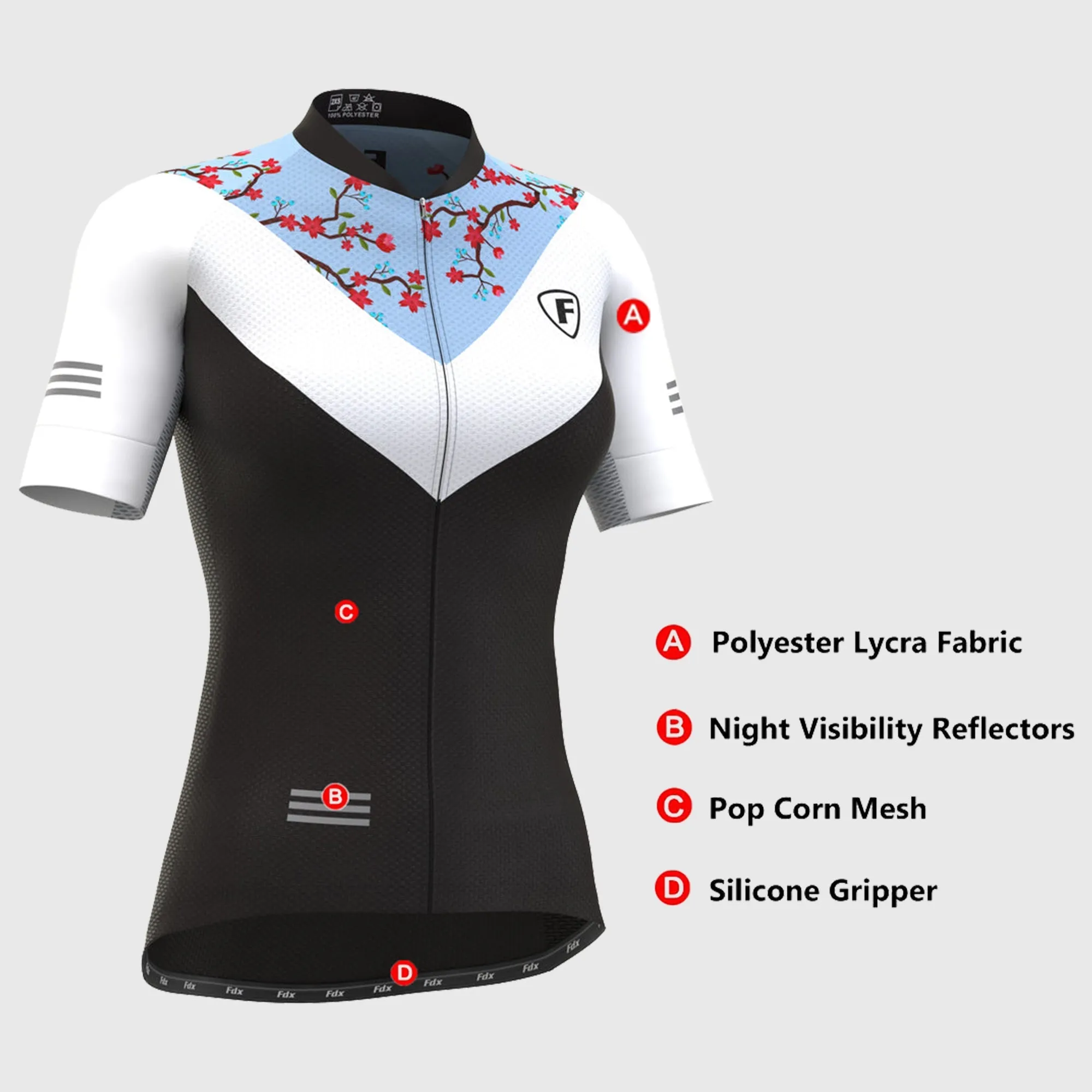 Fdx Velos Blue Women's & Girl's Short Sleeve Summer Cycling Jersey