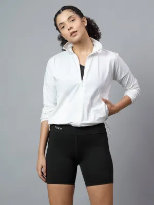 Fitkin Women White Polo Running Jacket