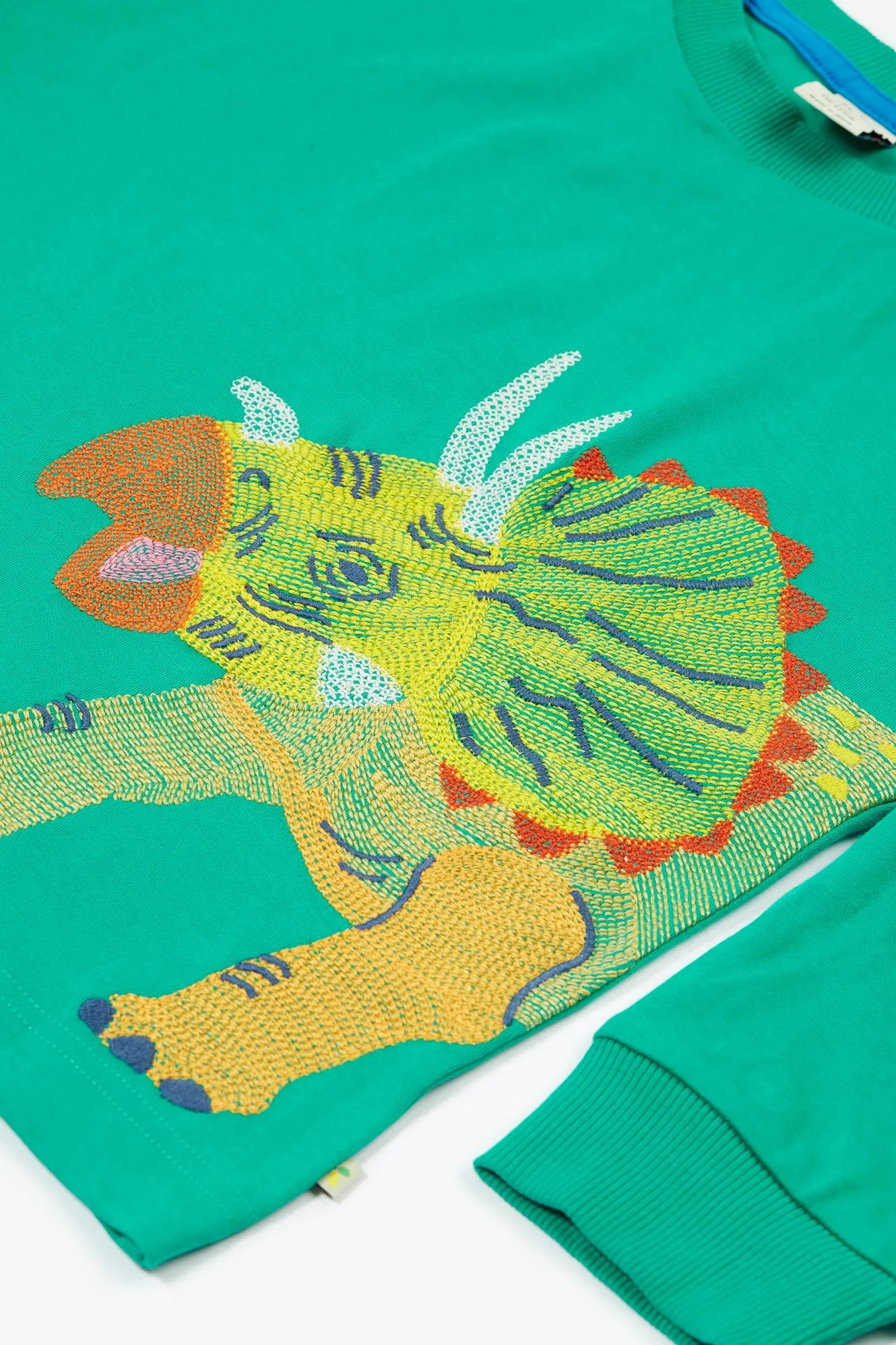 Frugi Boys Iguana and Triceratops Owen Embroidered Top