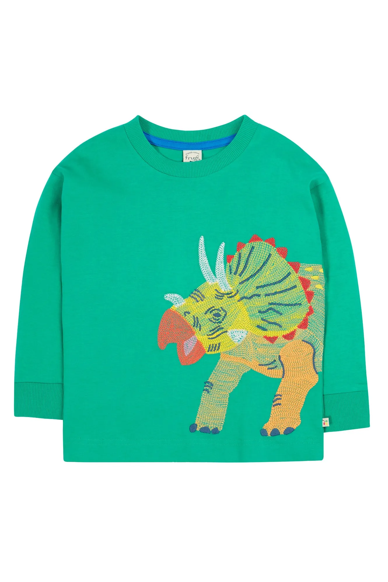 Frugi Boys Iguana and Triceratops Owen Embroidered Top