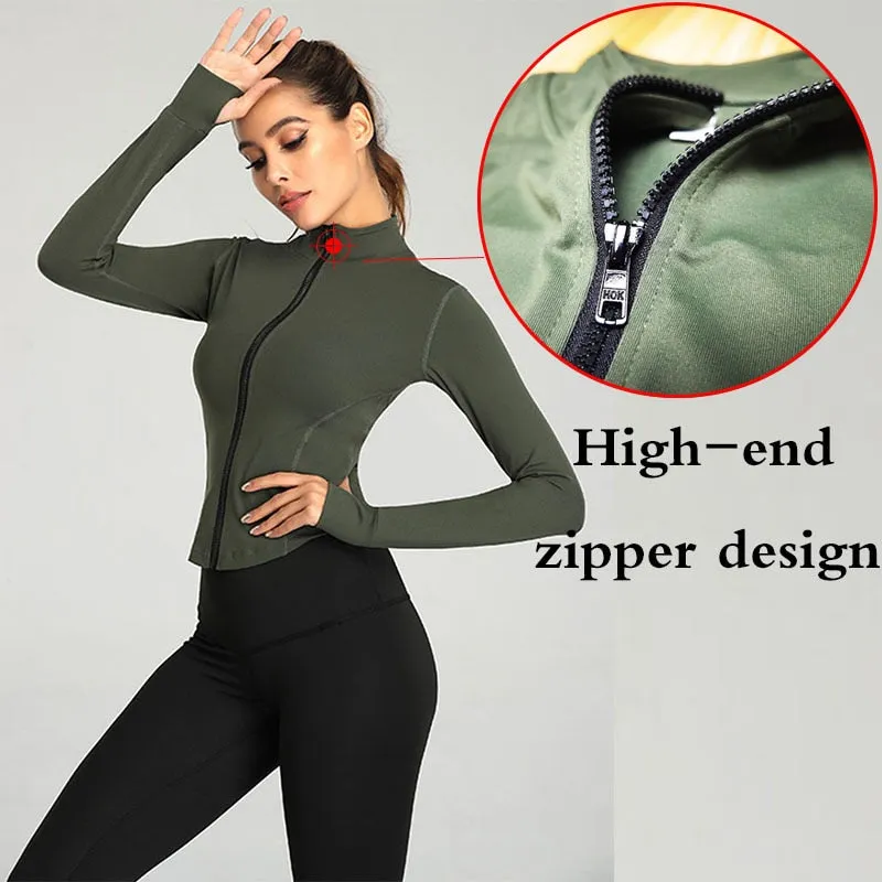 Full Zip-Up Yoga Top Workout Running Jackets