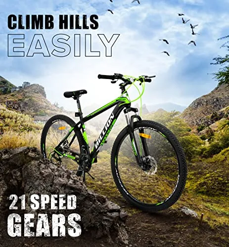Geekay Billion Unisex 21 Speed Gear Mountain Bike (Green/Black, 26" Wheel)