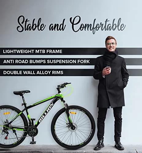 Geekay Billion Unisex 21 Speed Gear Mountain Bike (Green/Black, 26" Wheel)