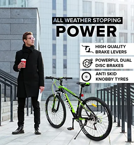 Geekay Billion Unisex 21 Speed Gear Mountain Bike (Green/Black, 26" Wheel)