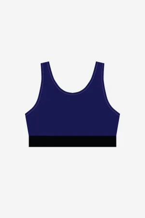 Girls Navy Supplex Crop With Black Band