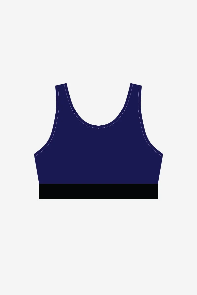 Girls Navy Supplex Crop With Black Band