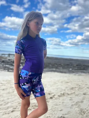 Girls Triathlon Suit - Purple Burst