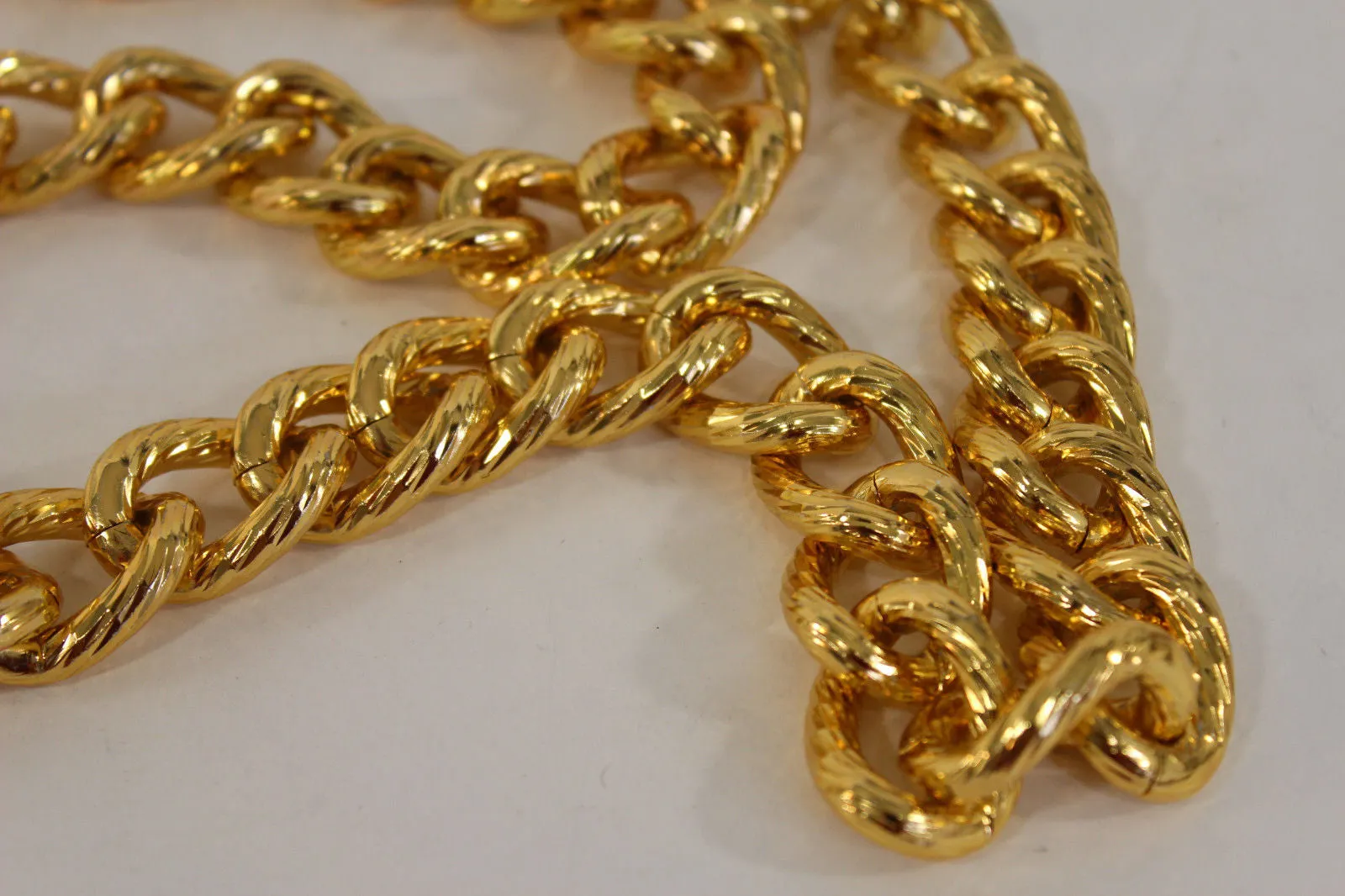 Gold Metal Thick Chain Links Heavy Long Chunky Necklace Men Biker