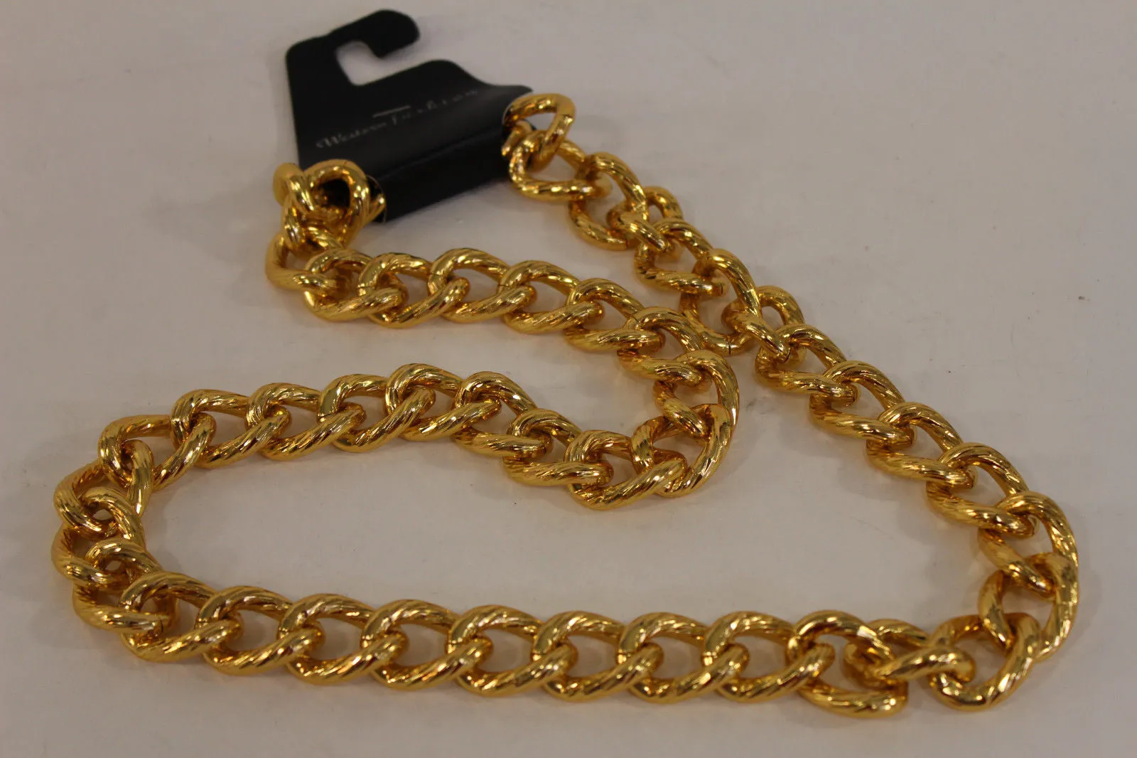 Gold Metal Thick Chain Links Heavy Long Chunky Necklace Men Biker