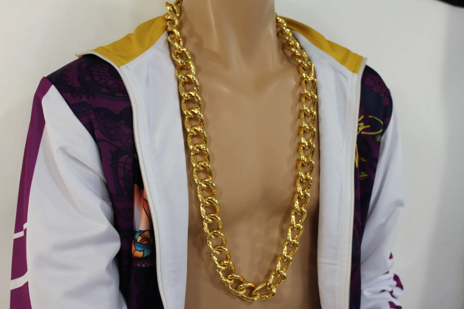 Gold Metal Thick Chain Links Heavy Long Chunky Necklace Men Biker