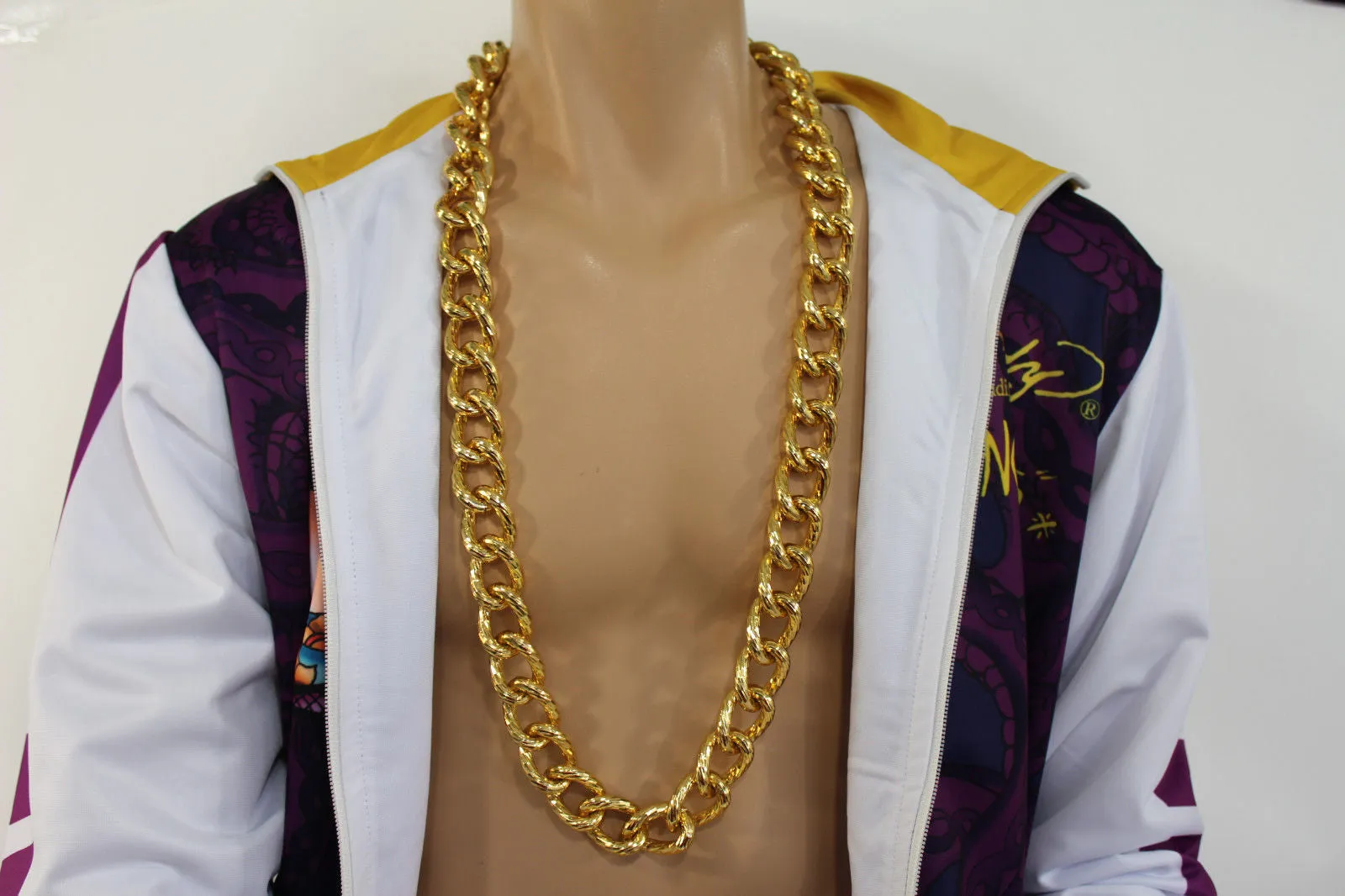 Gold Metal Thick Chain Links Heavy Long Chunky Necklace Men Biker