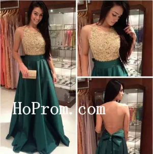 Gold Prom Dresses,Green Satin Prom Dress,Evening Dress