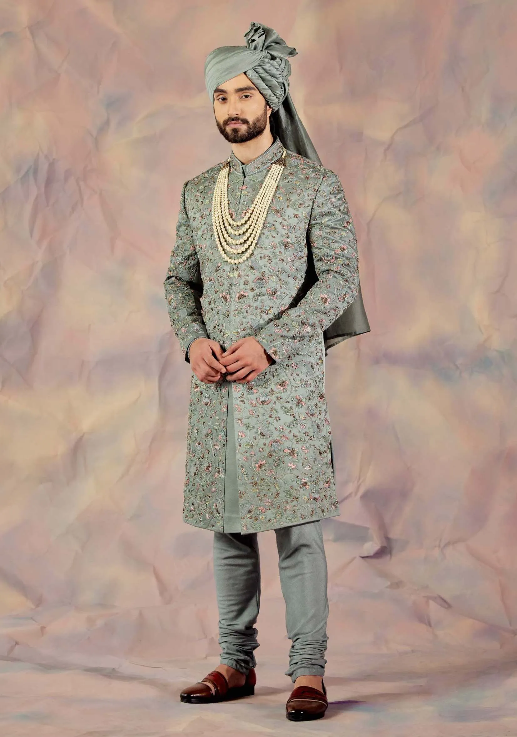 Grey Saga Sherwani Set