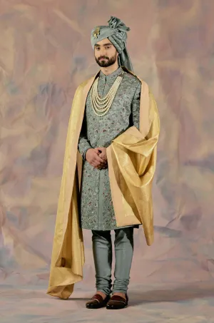Grey Saga Sherwani Set