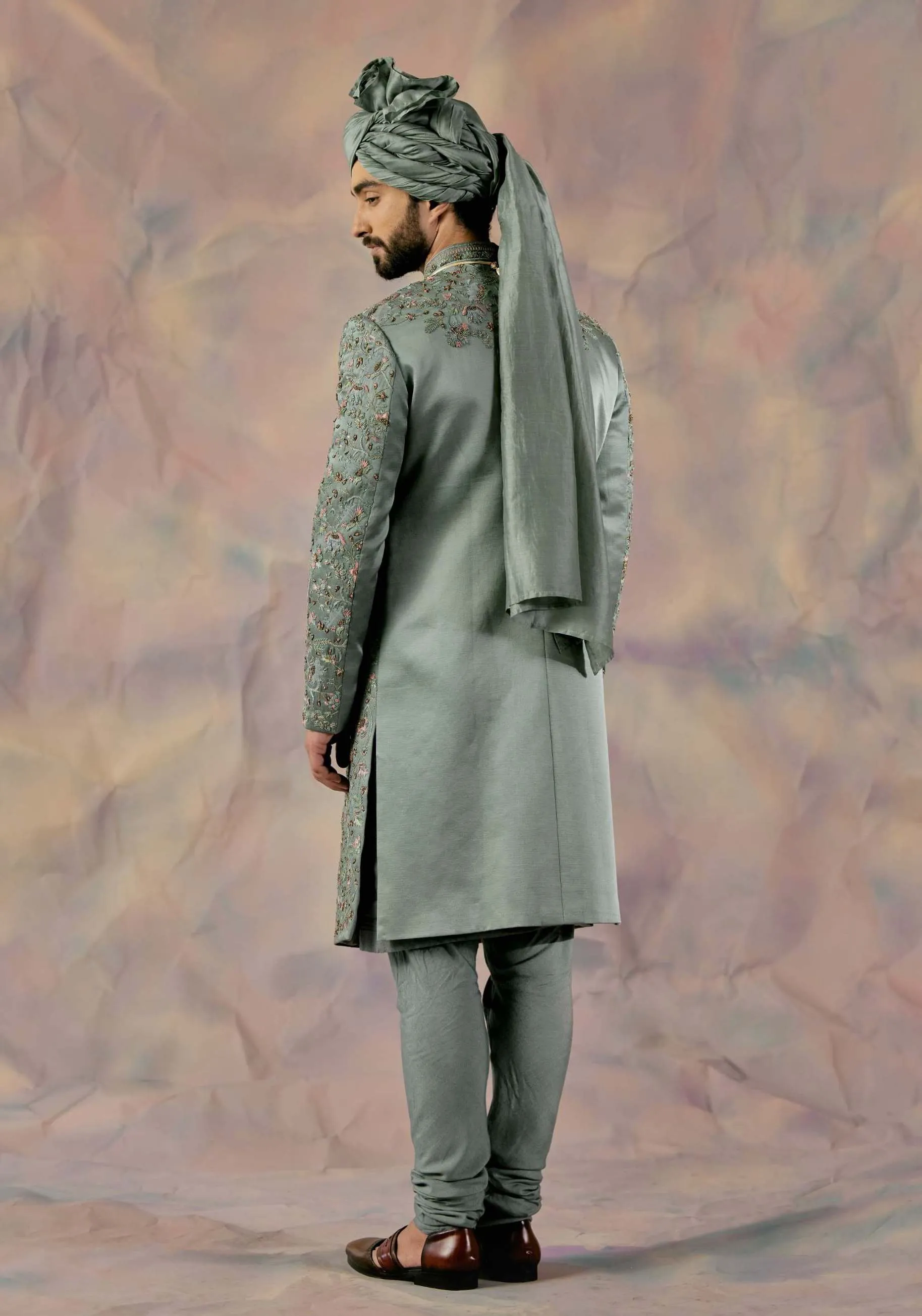 Grey Saga Sherwani Set