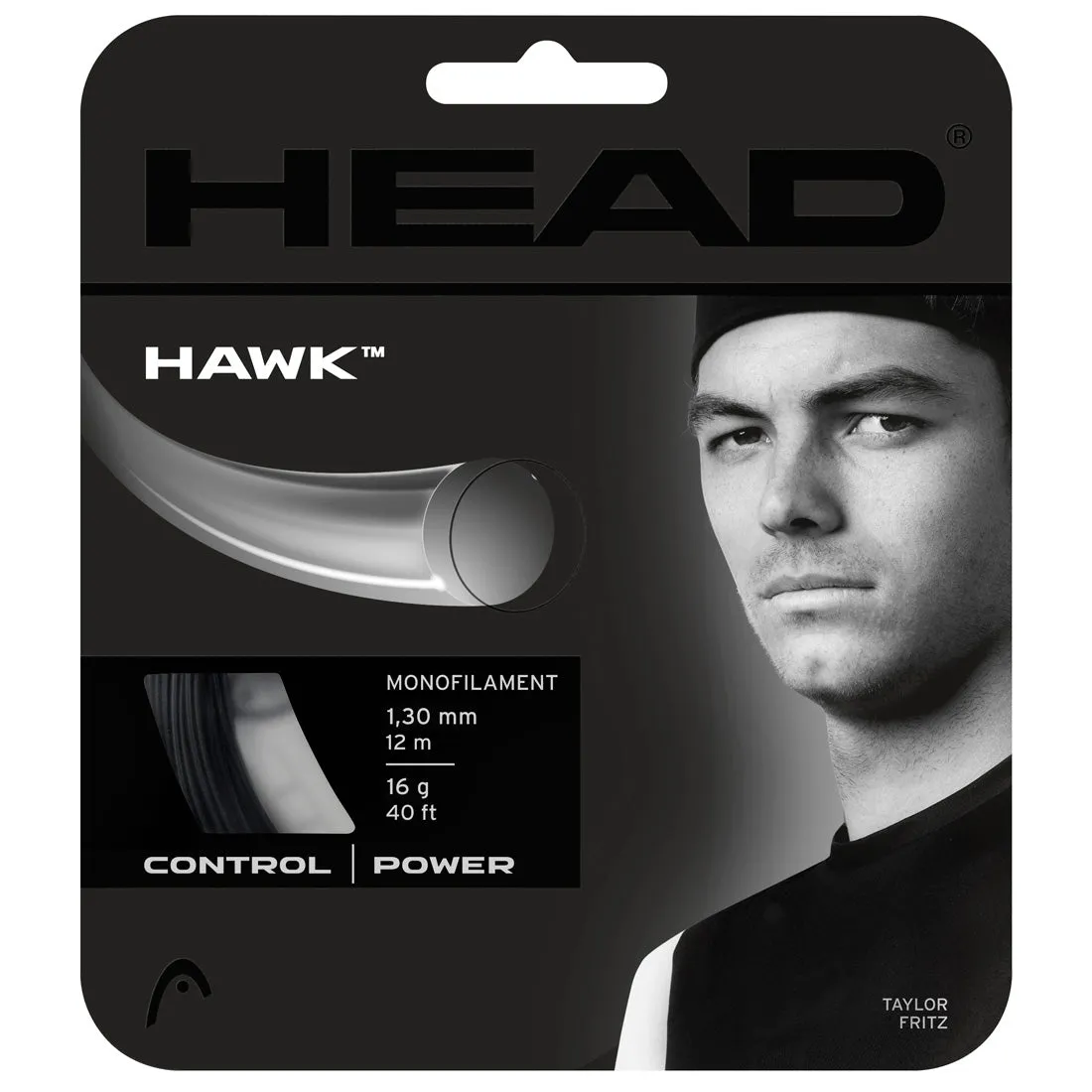 Head Hawk 16/1.30 Tennis String (Black)