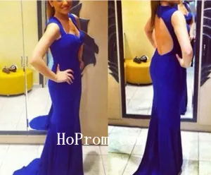 Hollow Back Prom Dresses,Blue Prom Dress,Evening Dress