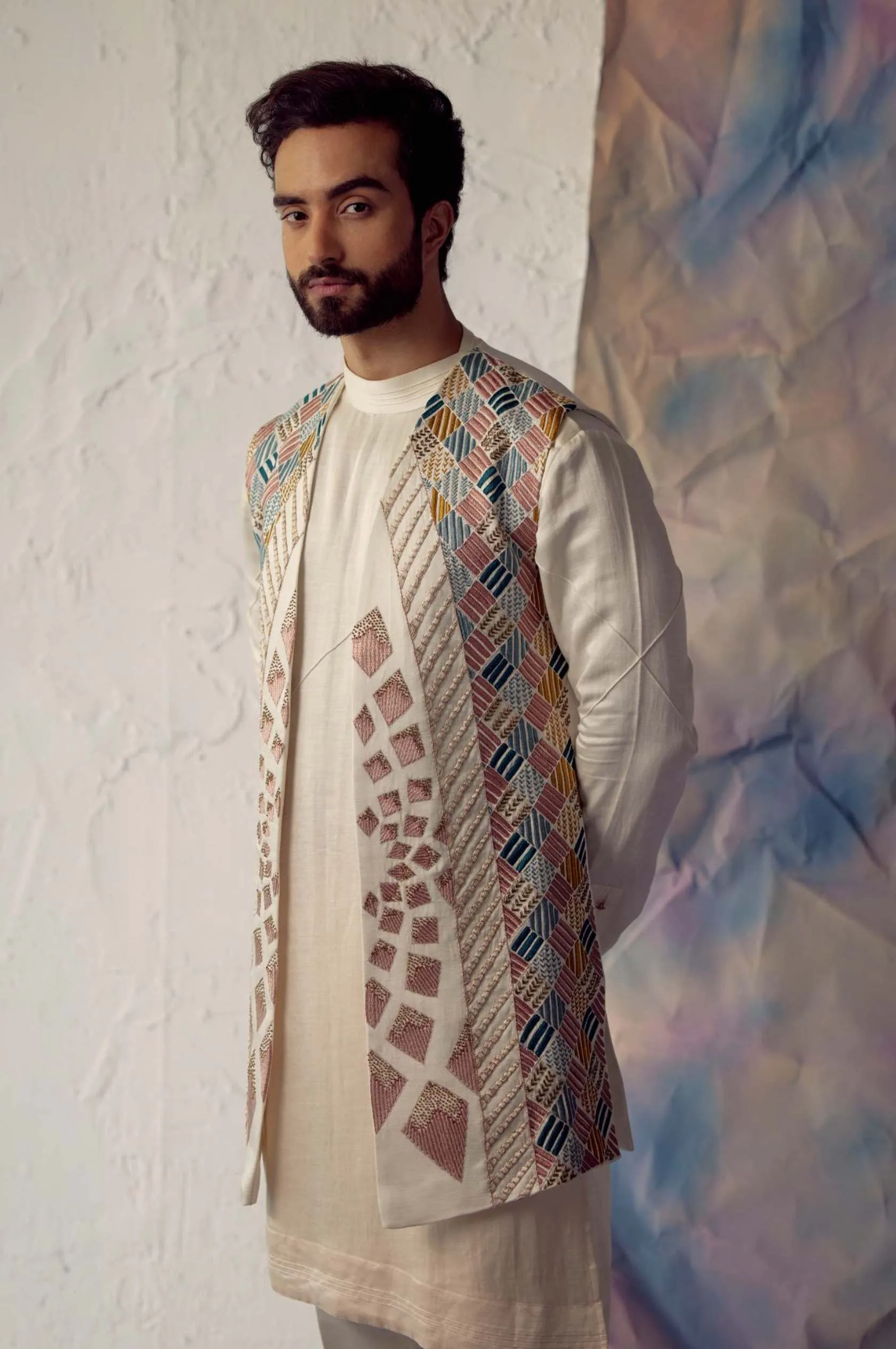 Ivory Phulkari Shrug Kurta Set