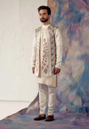 Ivory Phulkari Shrug Kurta Set