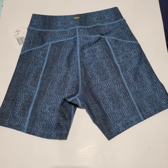 L SPACE V CUT BLUE SNAKESKIN CARTER BIKE SHORTS NWT SZ XL