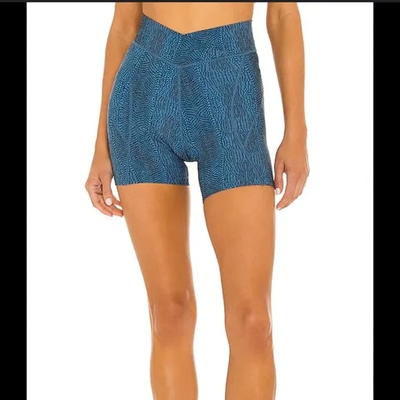 L SPACE V CUT BLUE SNAKESKIN CARTER BIKE SHORTS NWT SZ XL