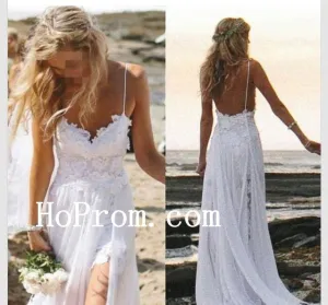 Lace Chiffon Bridal Dresses,White Long Prom Dress,Evening Dress