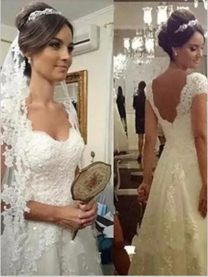 Lace Tulle Princess Sweetheart Wedding Dresses Floor Length Dresses