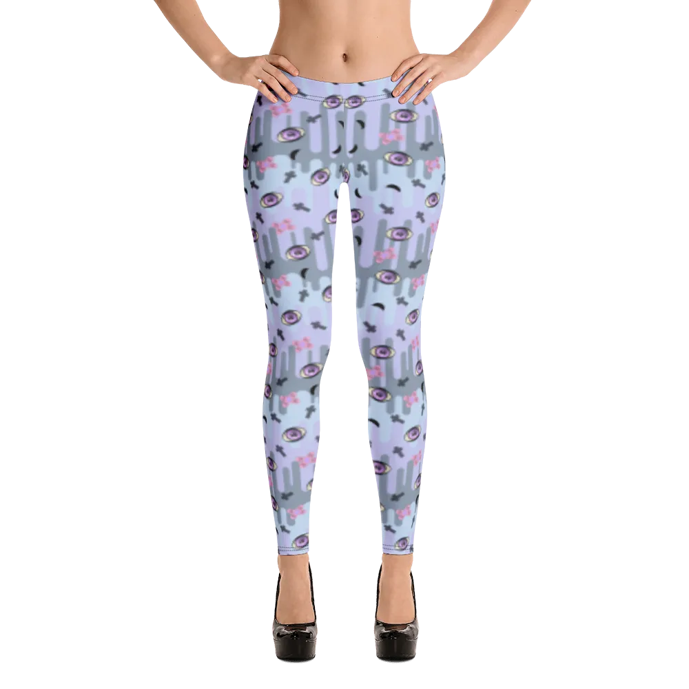 Leggings, Pastel Goth Moons Purple