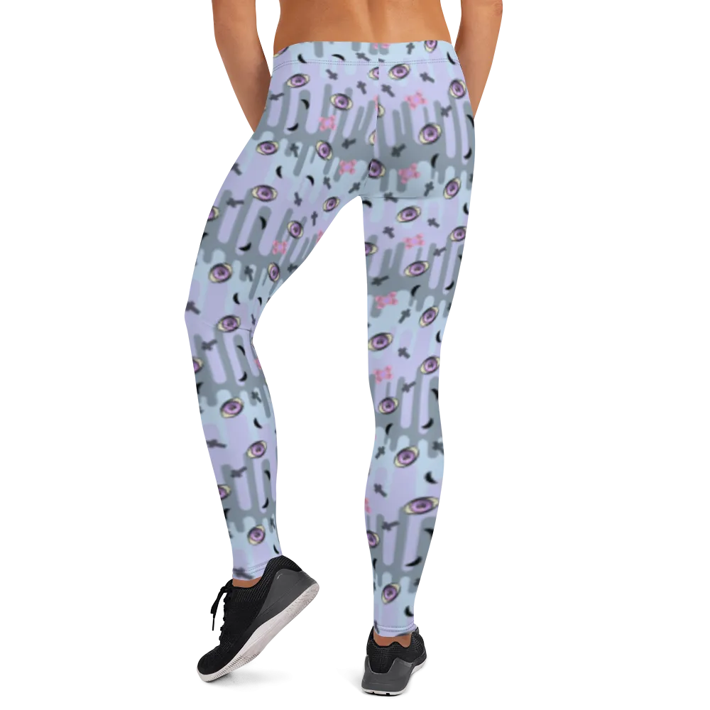 Leggings, Pastel Goth Moons Purple
