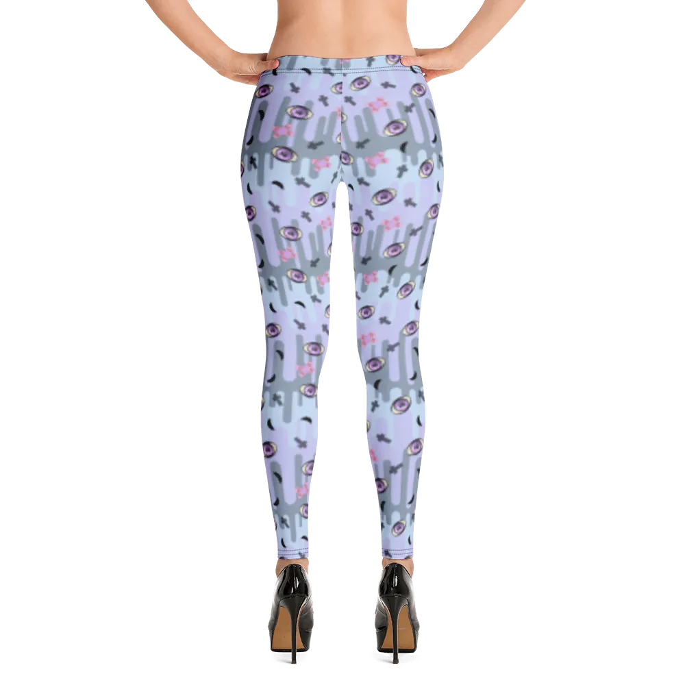 Leggings, Pastel Goth Moons Purple