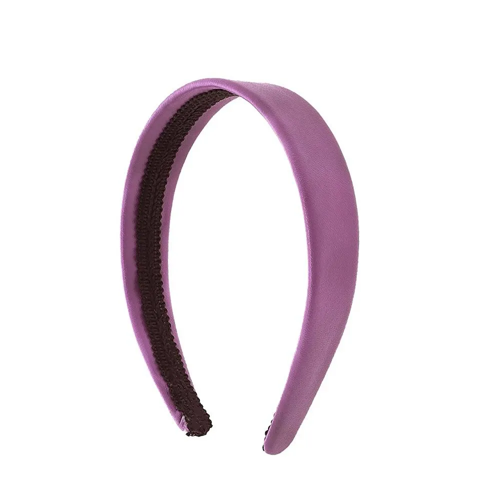 Light Purple 1 Inch Wide Leather Like Headband Solid Hair band for Women and Girls | Multiple Colors