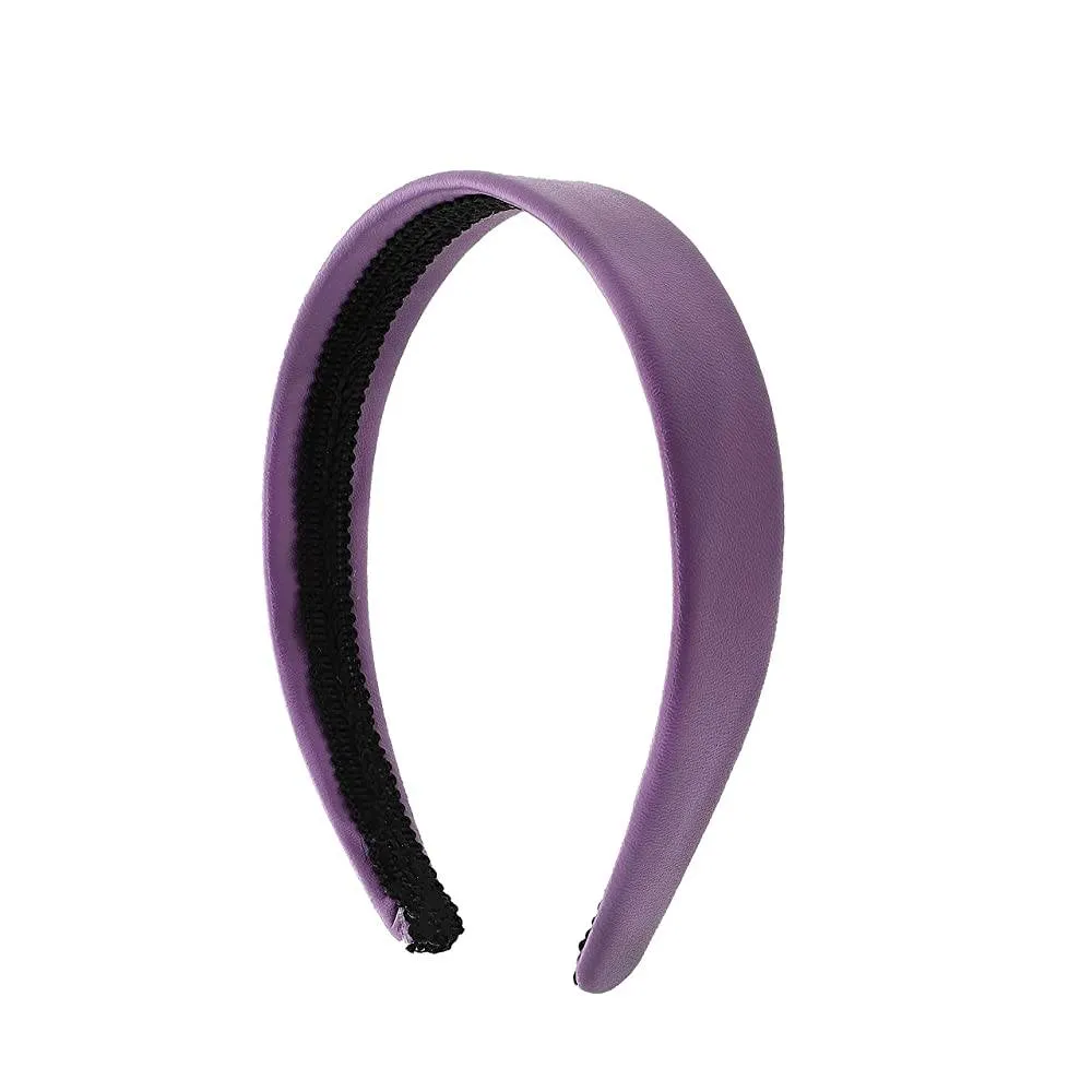 Light Purple 1 Inch Wide Leather Like Headband Solid Hair band for Women and Girls | Multiple Colors