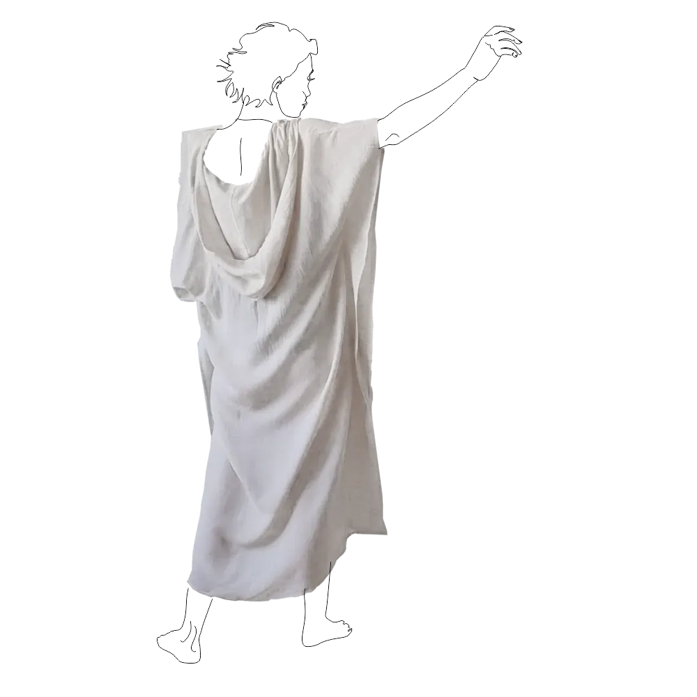 Linen Kaftan with Hoodie