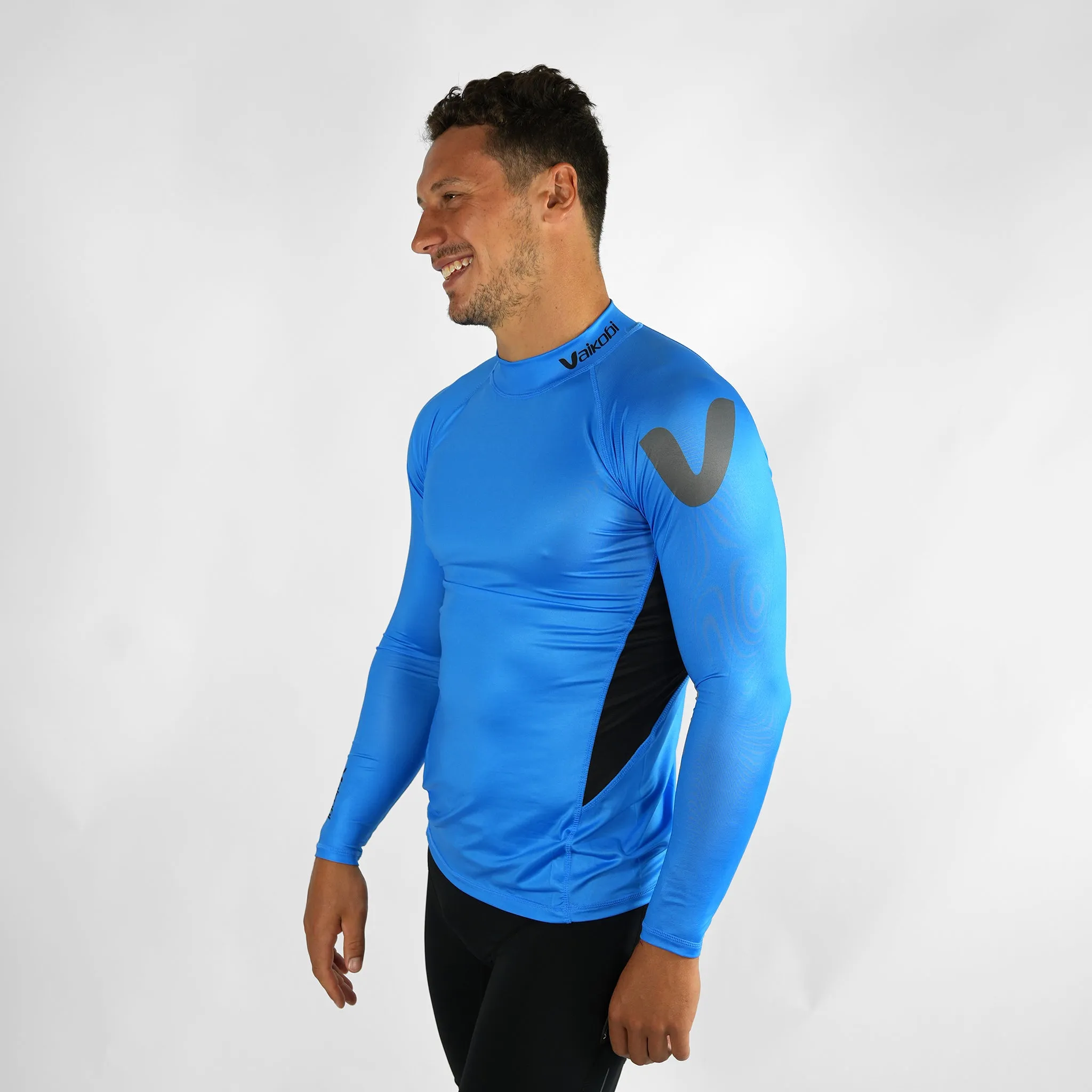 Long Sleeve Rash Top - Cyan/Black