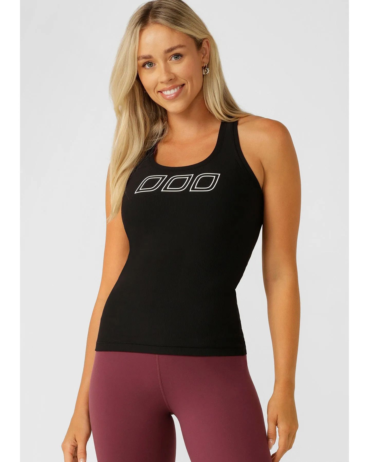 Lorna Jane Amy Fitted Active Rib Tank - Black