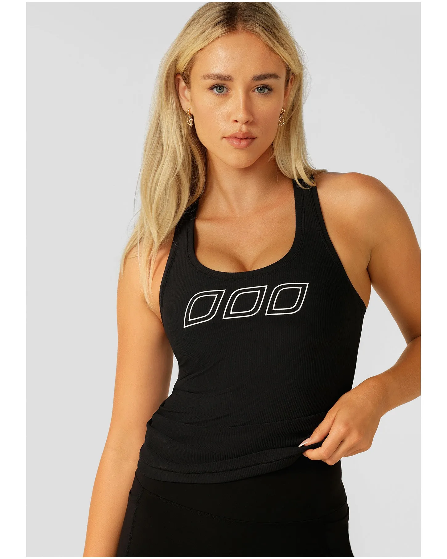 Lorna Jane Amy Fitted Active Rib Tank - Black