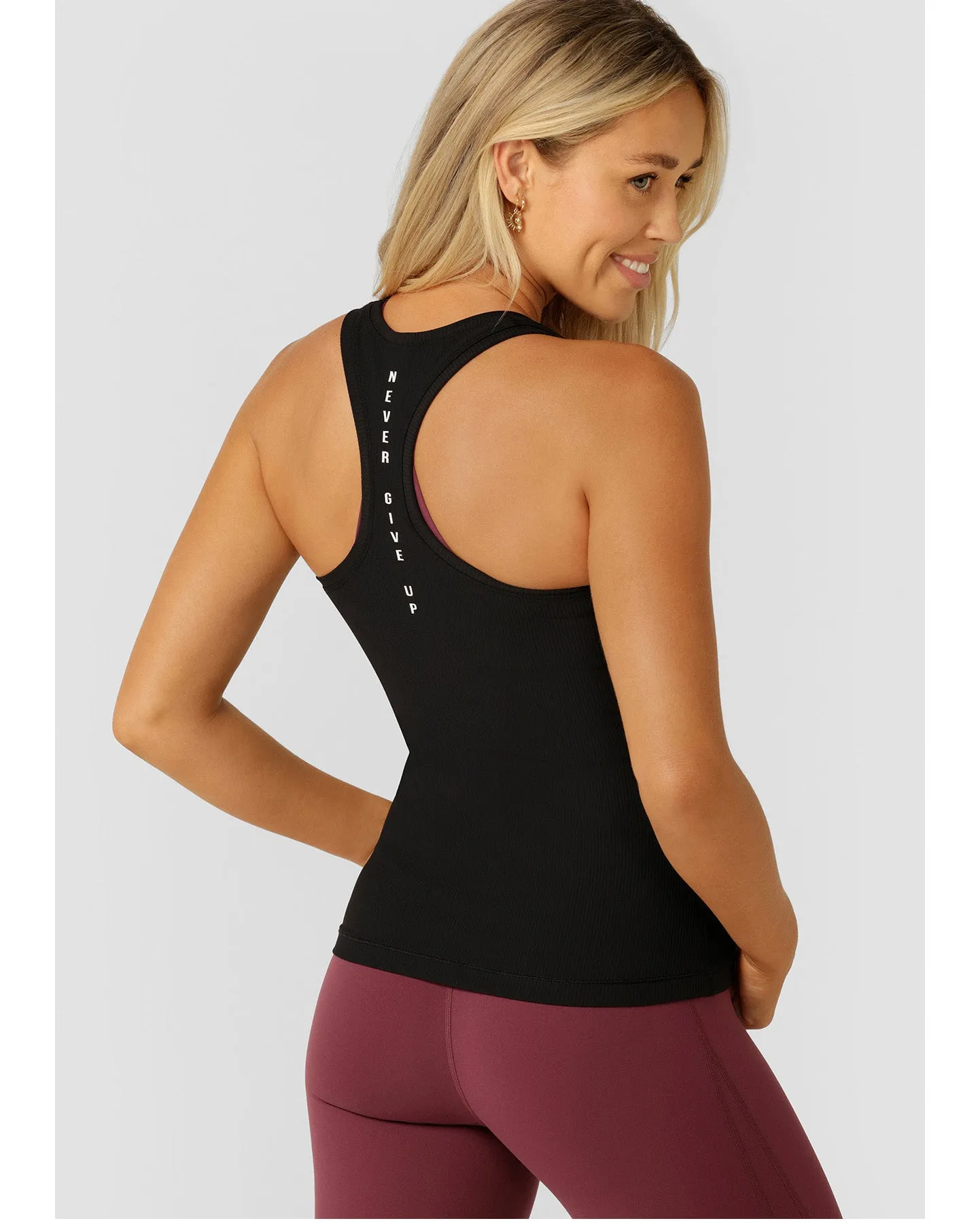 Lorna Jane Amy Fitted Active Rib Tank - Black