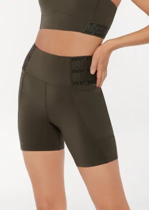 Lorna Jane Superior Phone Pocket Bike Short - Dark Luxury Green
