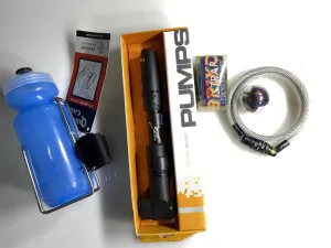 Lot of Cycling Accessory Kit/ Pump, Bike Lock, Water Bottle Cage,Straps: Kit 11