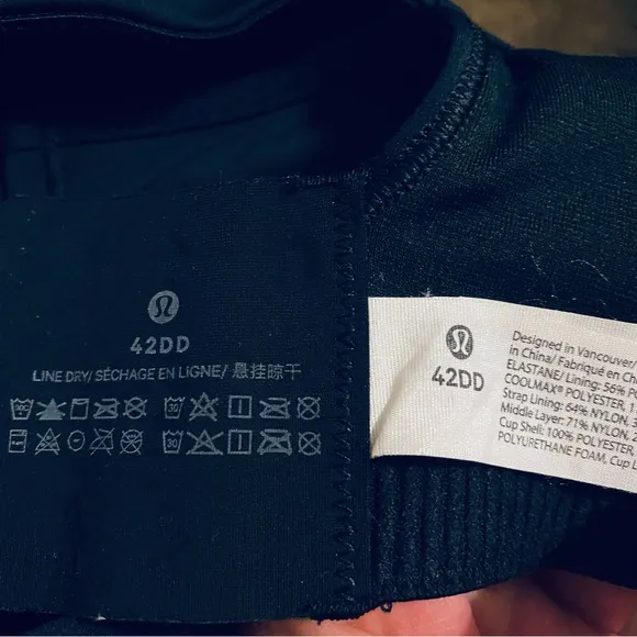 Lululemon NWOT All Powered Up Sports Bra Medium Support Black Size 42DD New