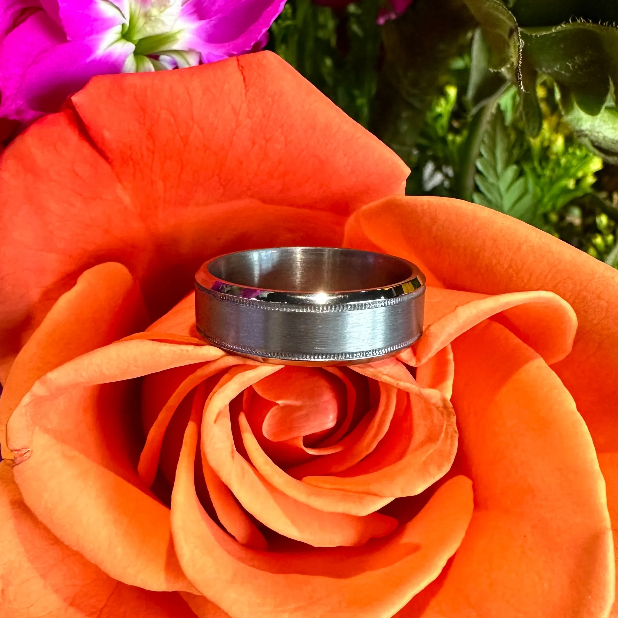 Malo Tantalum Milgrain Satin Band Ring TANT-002-7