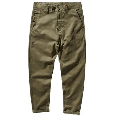 Men's American Retro Woven Casual Tooling Pants - Slim Classic Elastic Twill Business Straight Trousers