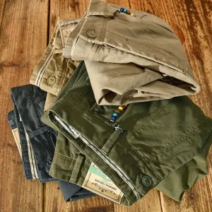 Men's Vintage Solid Color Cargo Pants - Cotton Spring Autumn Fashion with Beading Design Streetwear