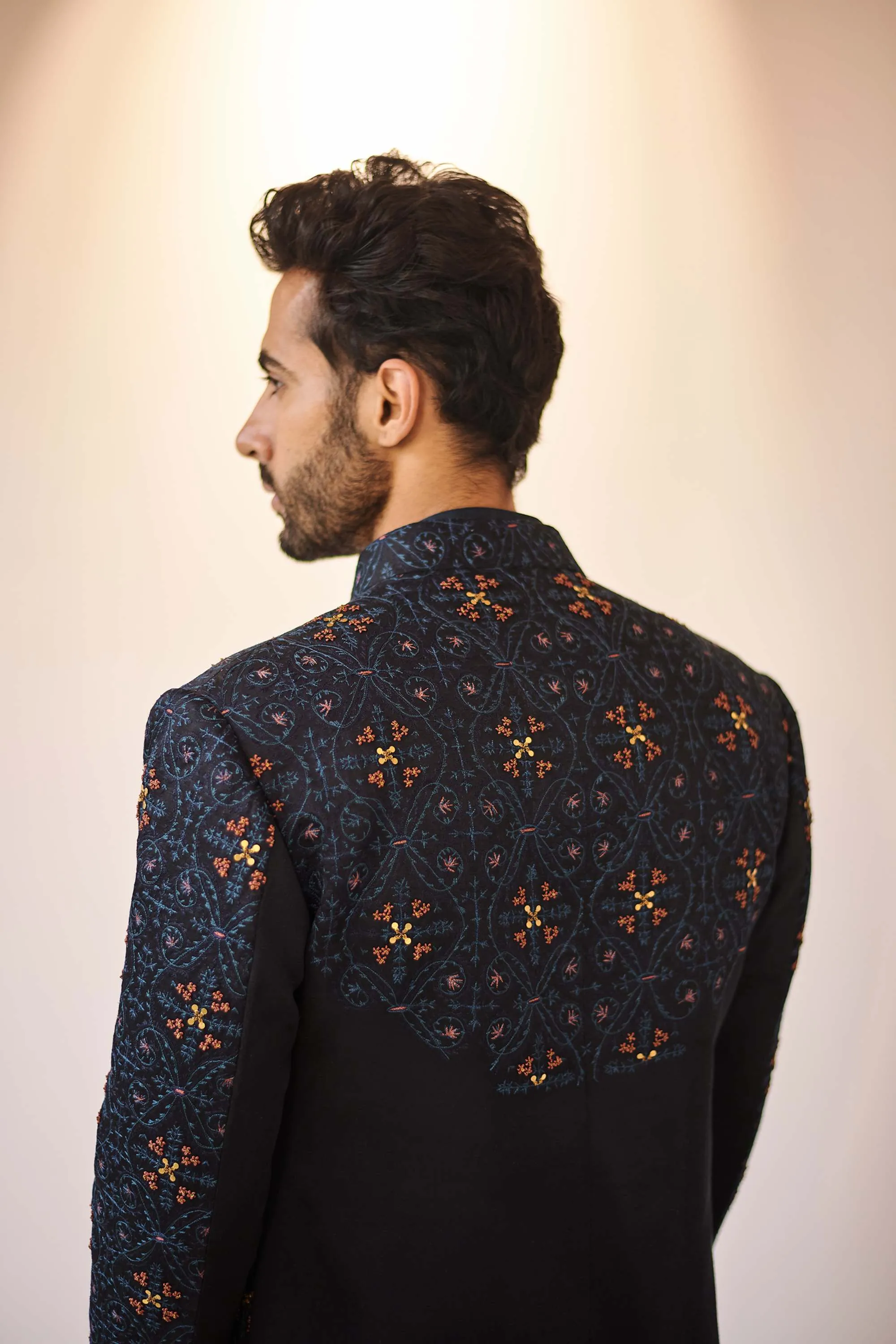 Midnight Blue Jacket With Kurta And Trouser