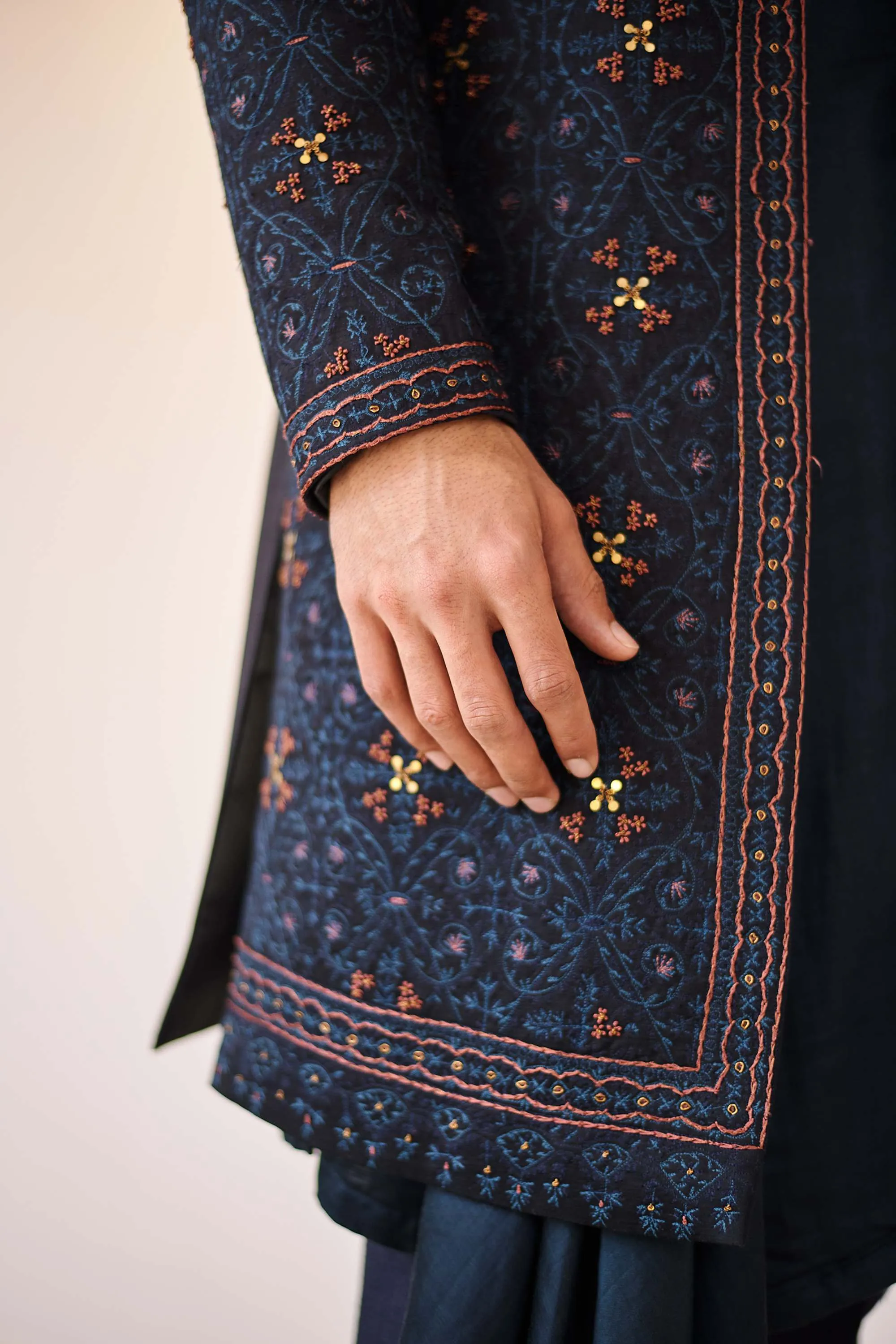 Midnight Blue Jacket With Kurta And Trouser