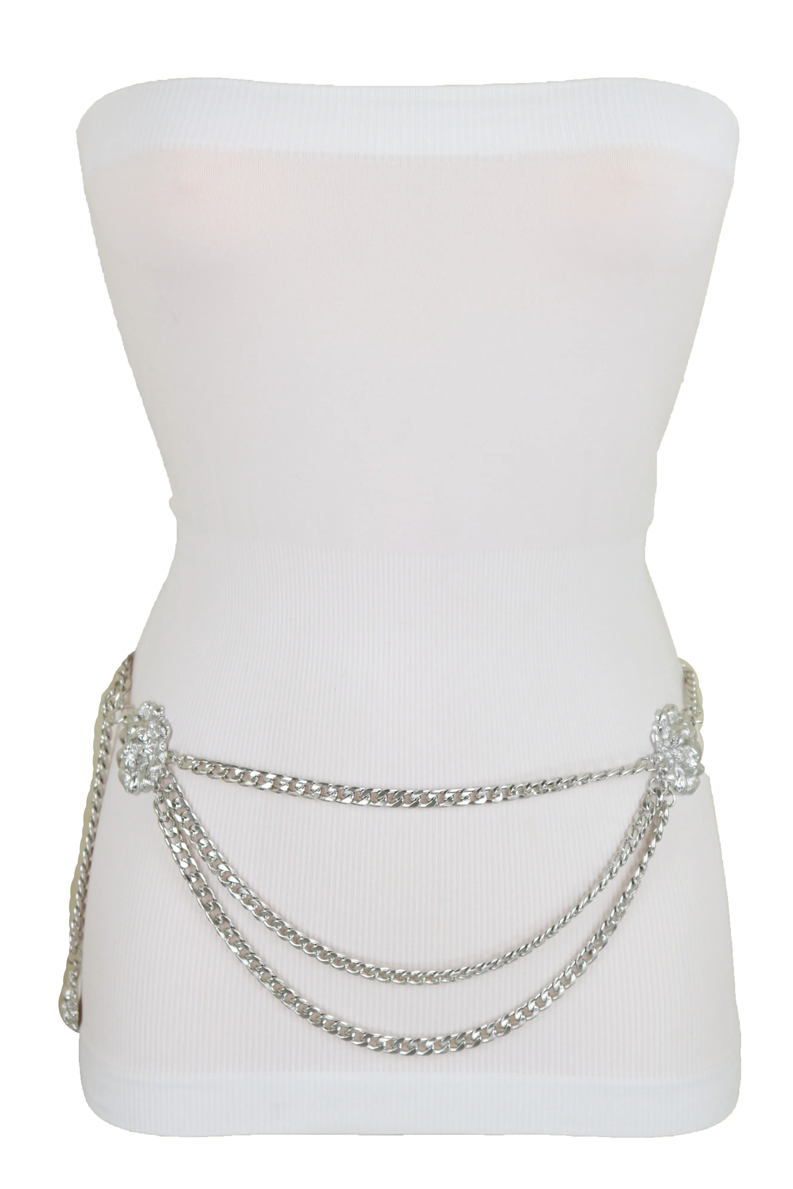 Multi Wave Lion Side Charms Metal Chain Belt