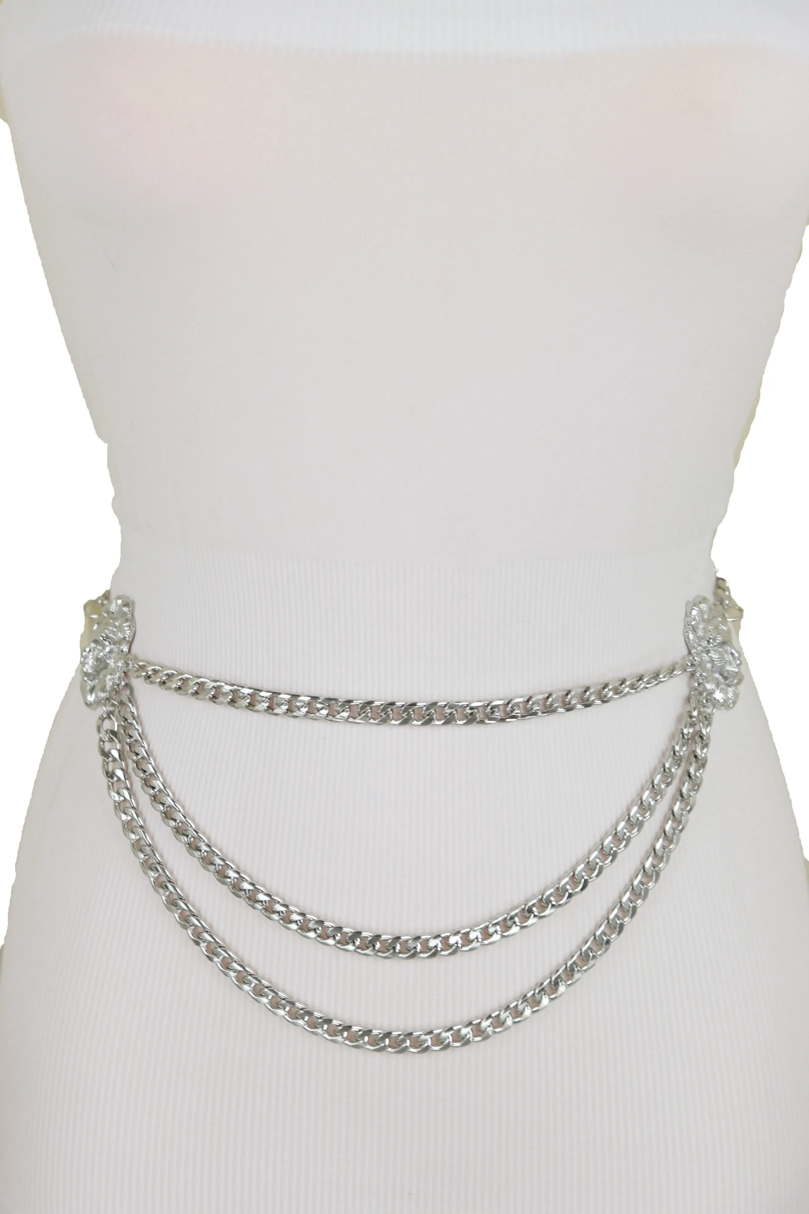 Multi Wave Lion Side Charms Metal Chain Belt